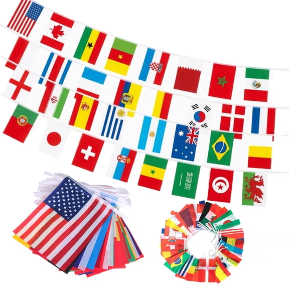 100 Countries String Flag,95FT International Flags Bunting Banner,World Flag for Theme Party,Bars,School,Garden,Sports Game Events,Grand Opening,Classroom,Sports Clubs