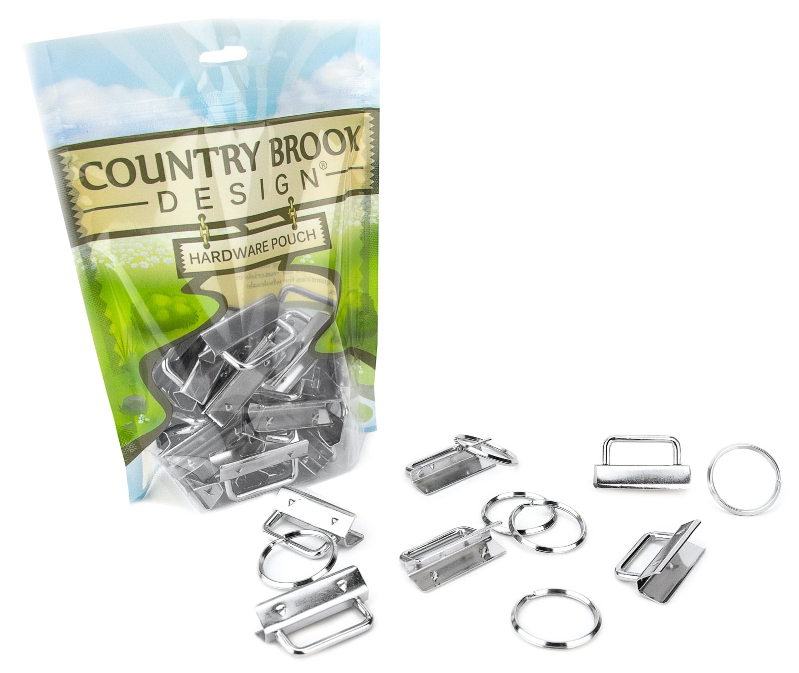 100 - Country Brook Design® 1 1/2 inch Key Chain Fob Wristlet Hardware Set With key ring