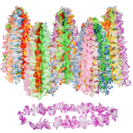 100 Counts Hawaiian Leis Flower for Luau Theme Party Decorations - Bulk Set of Silk Flower Necklace Leis Tropical Theme Party Favors Birthday Decorations Assortment
