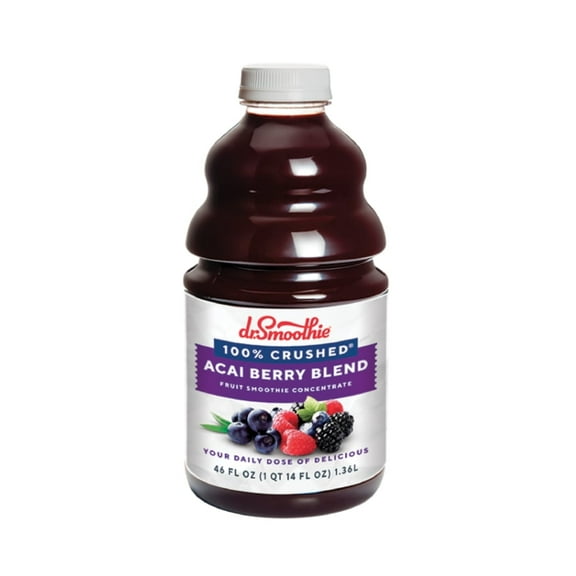 100% Crushed Acai Berry Blend 46 oz Bottles Dr. Smoothie Packing 6's/ case
