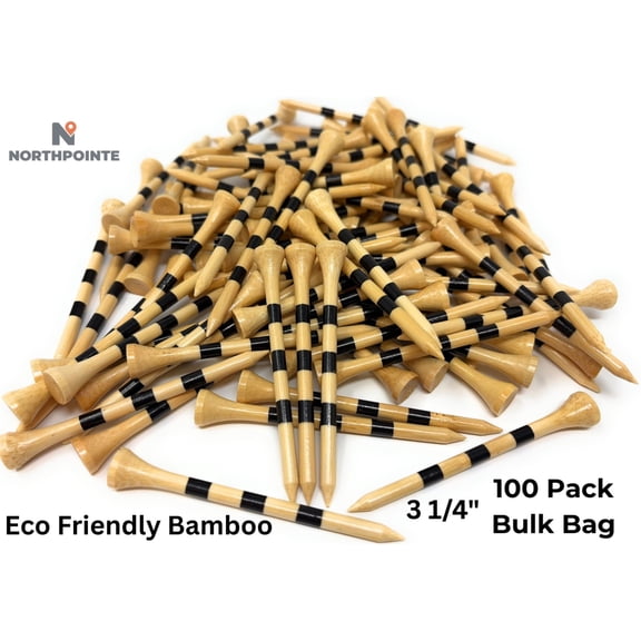 100 Ct Bamboo Golf Tees, 3 1/4", Bulk 100 Count Bag of Durable Natural Golf Tees