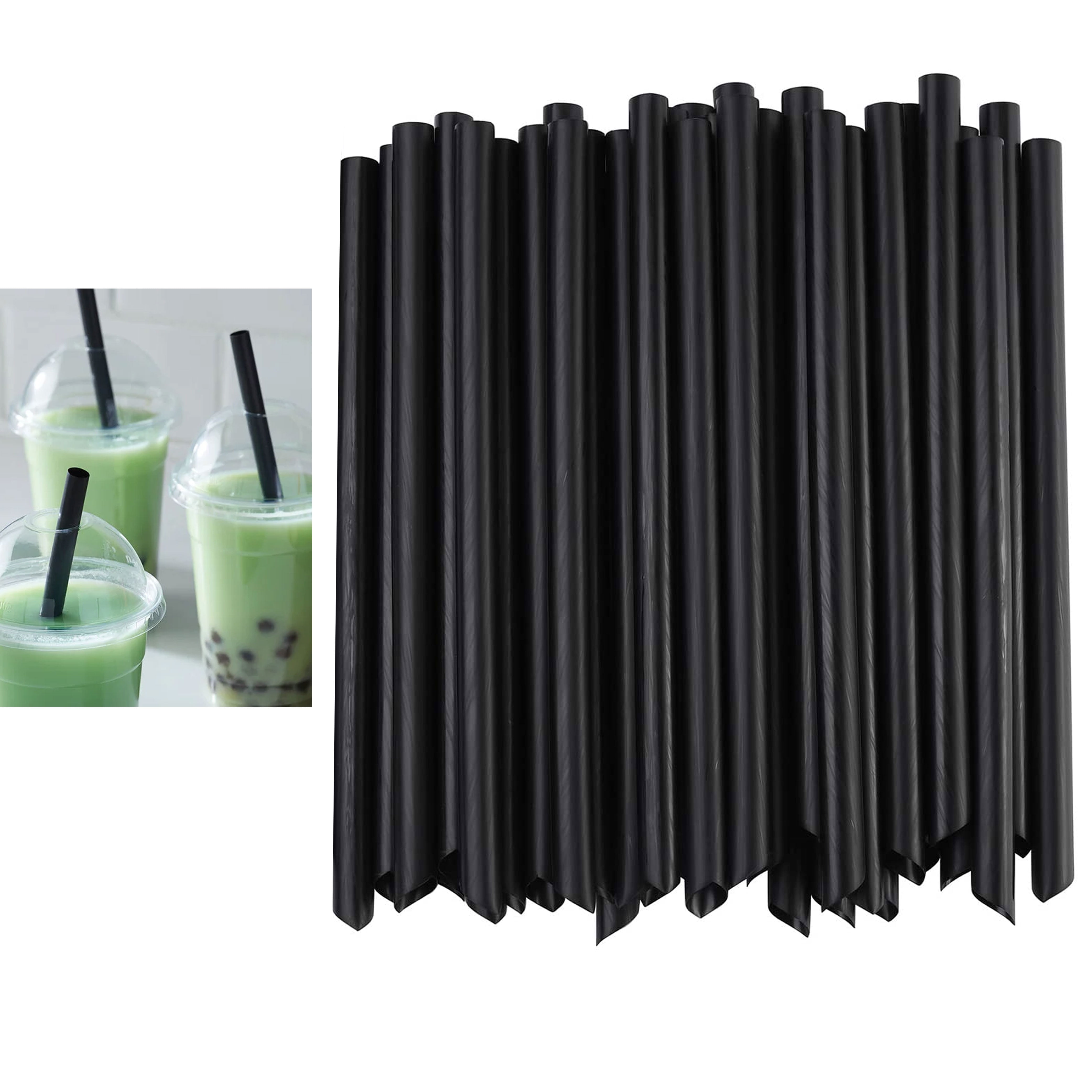 Plastic Straws 5.75'' Bubble Tea Sample Straws (10mm) - Black - 2,000