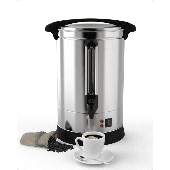 100 Cup Commercial Coffee Urn, 14 L Fast Brew Stainless Hot Water Dispenser, Food Grade for Church, Meeting rooms, Lounges, and Other Large Gatherings
