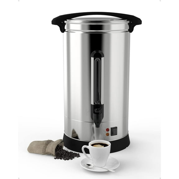 100 Cups Commercial Coffee Maker, Stainless Steel Large Coffee Dispenser for Quick Brewing, 16 L Home Coffee Pot