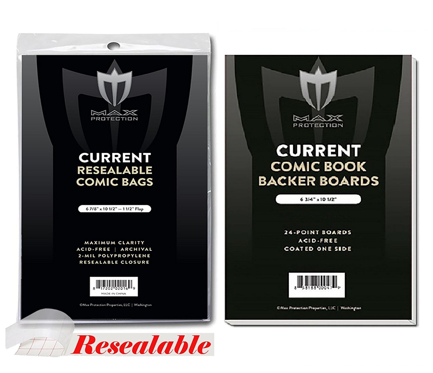 100) Current Size Ultra Clear Resealable Comic Book Bags and Boards Combo 