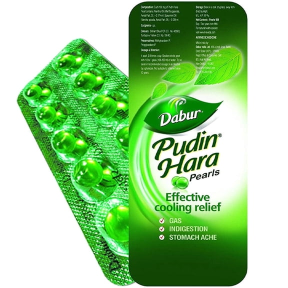 Dabur Pudin Hara Herbal Mint Pearls 100 Count | Herbal After-Meal Freshening Pearls | Mint Flavor Refresh