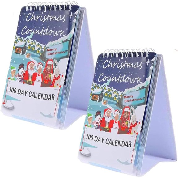 100 Day Christmas Countdown Calendar 2025, 100 Day Christmas Countdown 2025 Decor, Tear Off Countdowns Calendar, Desktop Advent Calendars for Home Decor Desk (2pcs)