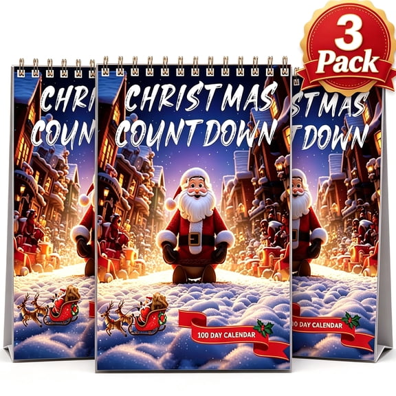 100 Day Christmas Countdown Calendar 2026, 100 Days Until Christmas, Tear Off Desktop Calendar,100 Days Advent Calendars for Holiday Home Decor, 3pcs
