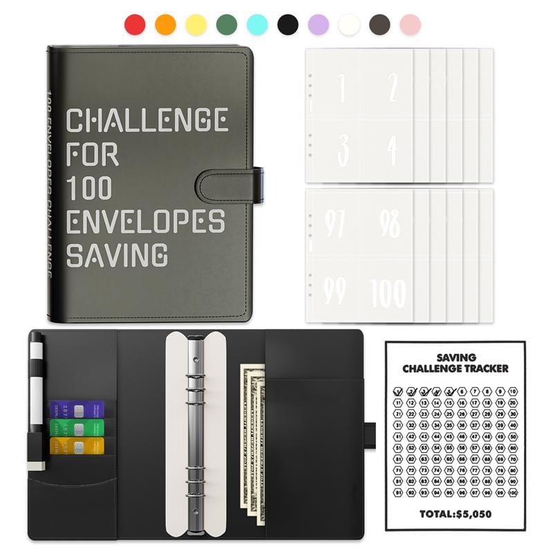 100-Day Savings Challenge Envelope Kit | A5 Transparent Detachable ...