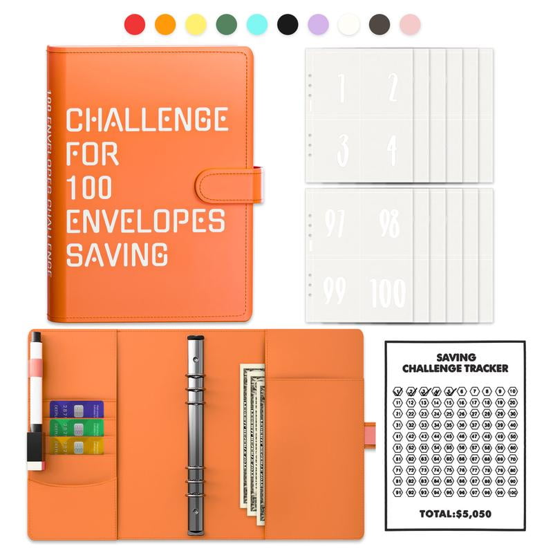 100-Day Savings Challenge Envelope Kit | A5 Transparent Detachable ...