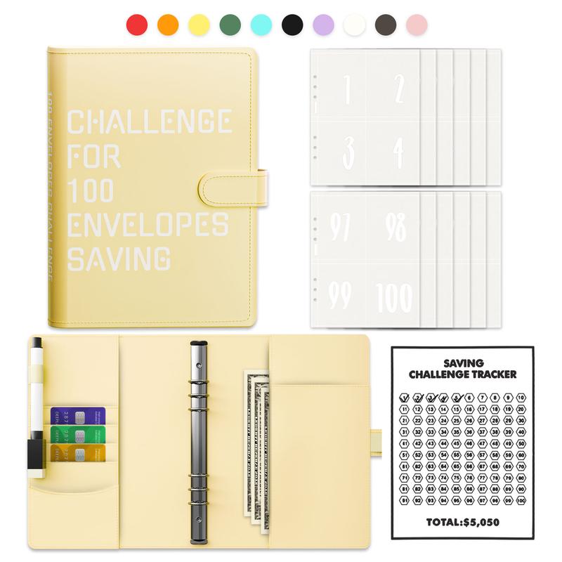 100-Day Savings Challenge Envelope Kit | A5 Transparent Detachable ...