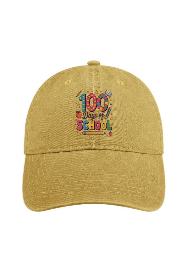 100 Day of School Sand Colour Baseball Cap for Men Women, Adjustable Snapback Hats Cotton Hat