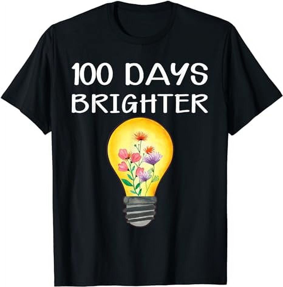 100 Days Brighter Light Bulb Hundredth Day Of School Student TShirt