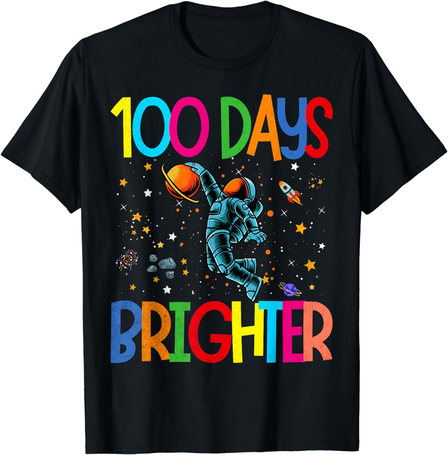 100 Days Brighter Stars 100th Day of School Astronaut T-Shirt - Walmart.com