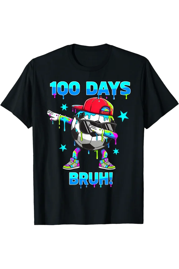 100 Days Bruh Youth Boys Soccer Dabbing 100Th Day Of School T-Shirt