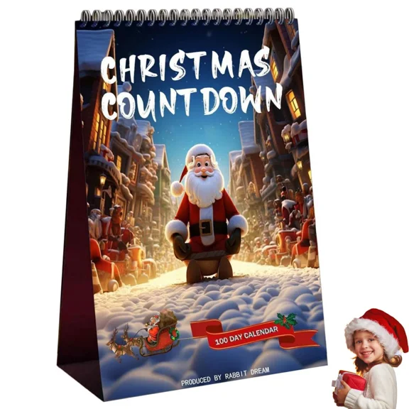 100 Days Christmas Countdown Calendar Portable Standing Desk Calendar Decor