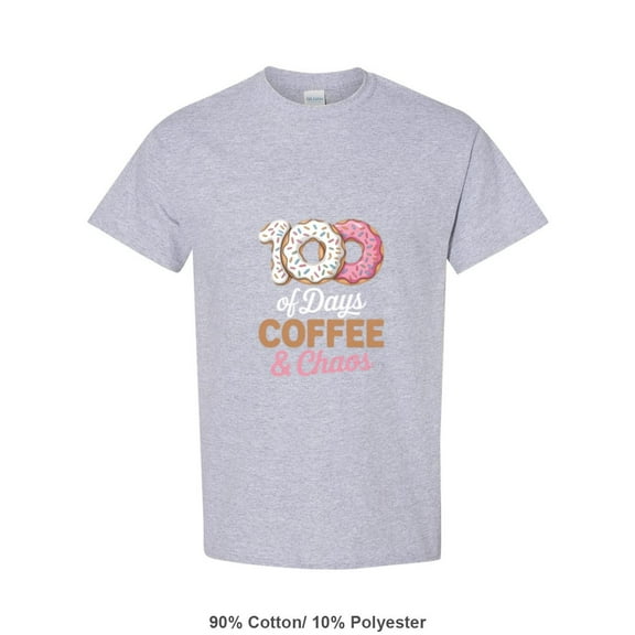 100 Days Coffee Chaos Teacher 100th Day School Humorous Student Kids Gift T-Shirt, for men & women, up to size 5XL