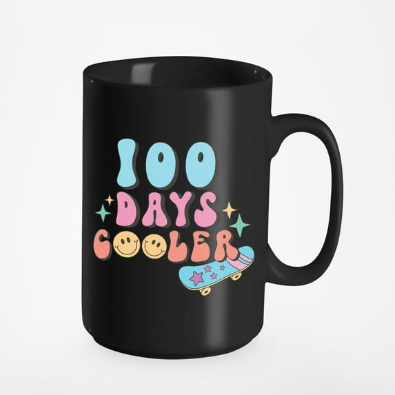 100 Days Cooler, Retro School Art Merch Gift, Black 15oz Ceramic Mug