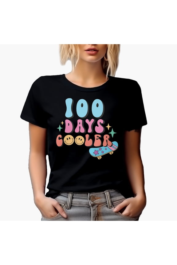 100 Days Cooler, Retro School Art Merch Gift, Black T-Shirt, XL