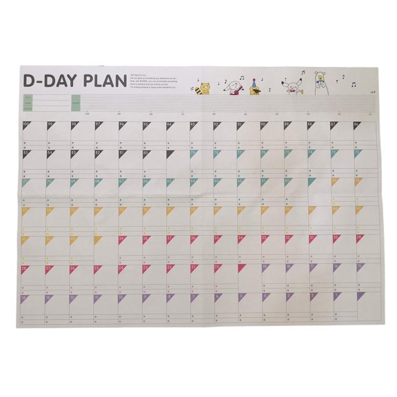 100 Days Countdown Wall Calendars 3 Pack Paper Planning Schedule