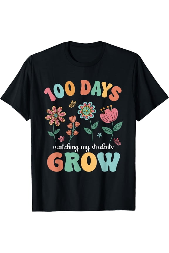 100 Days Growing Boho Flowers Teacher 100th Day of School Adult T-shirt for Men Women