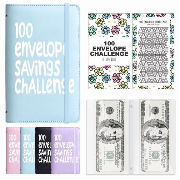 100 Days Money Saving Challenge Coin Envelopes with Daily Savings Tracker, Habit-Forming System, $5050 Cash Savings Goal