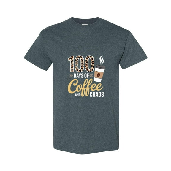 100 Days Of Coffee & Chaos Funny 100th Day School Teacher Milestone Gift T-Shirt, for men & women, up to size 5XL