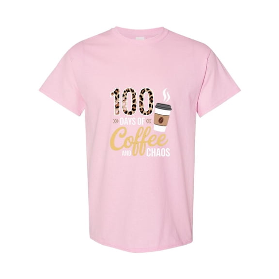 100 Days Of Coffee & Chaos Funny 100th Day School Teacher Milestone Gift T-Shirt, for men & women, up to size 5XL