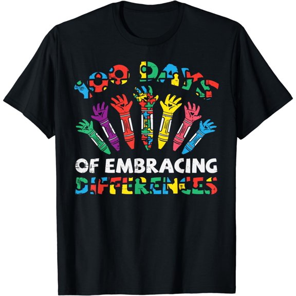 100 Days Of Embracing Autism 100th Day School SPED Teacher T-Shirt