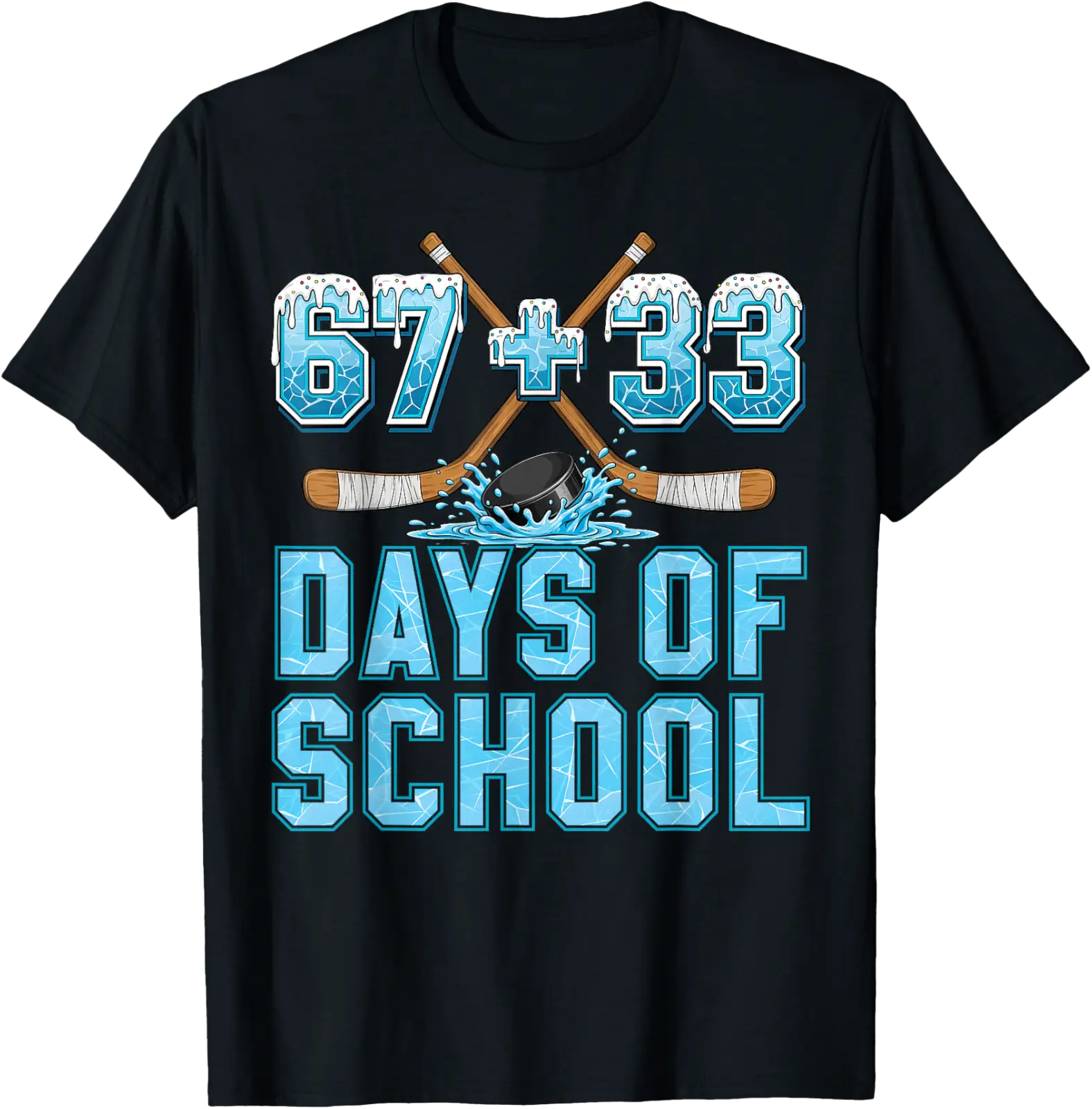 100 Days Of School Hockey Drip Boy 100Th Day Of School 67+33 T-Shirt ...