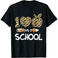 thumbnail image 1 of 100 Days Of School Leopard Teacher Kids 100th Day Of School T-ShirtMen's and women's gift, black and white T-shirt, size: Extra large S-4XL, 1 of 4