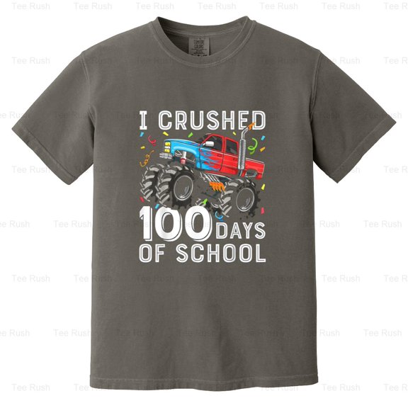 100 Days Of School Monster Truck Funny Kids Boys, 100th Day, Student, Comfort Color T-Shirt Unisex, up to 4XL