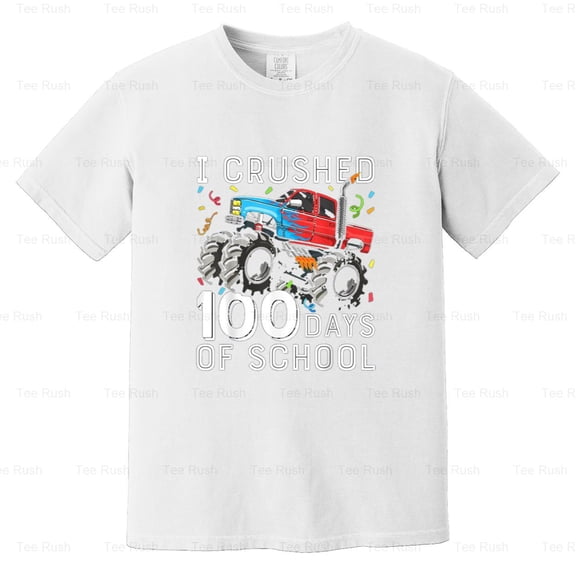 100 Days Of School Monster Truck Funny Kids Boys, 100th Day, Student, Comfort Color T-Shirt Unisex, up to 4XL