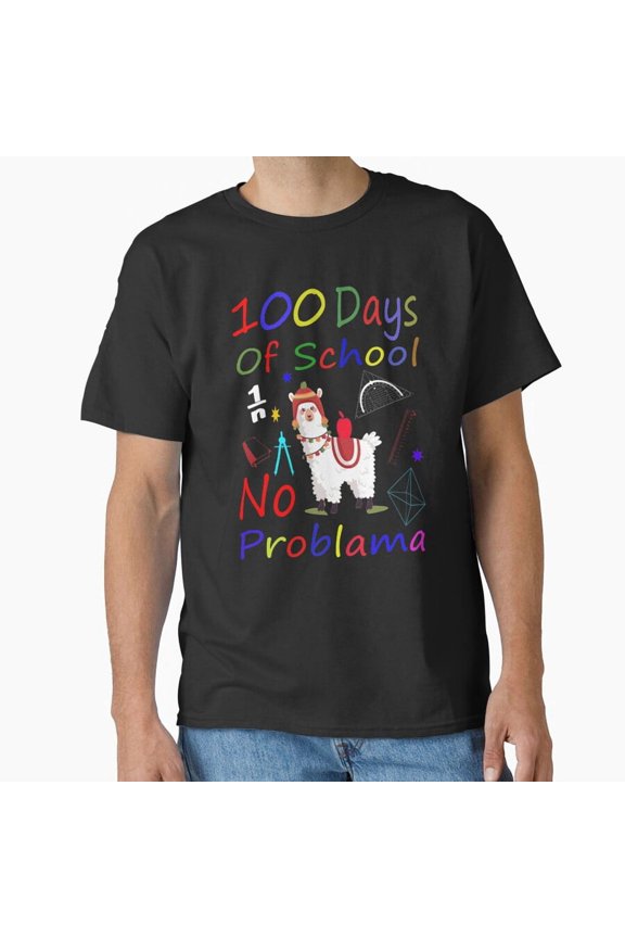 100 Days Of School No Problama Llama Cute Achievement Apparel Unisex T-Shirt, up to Size 5XL