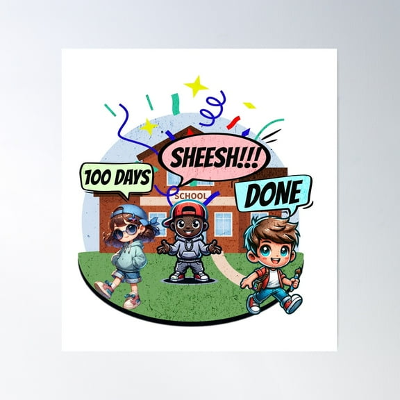 100 Days Of School Poster Wall Art, Modern Wall Decor For Living Room Bedroom, 8x12 UNFRAMED