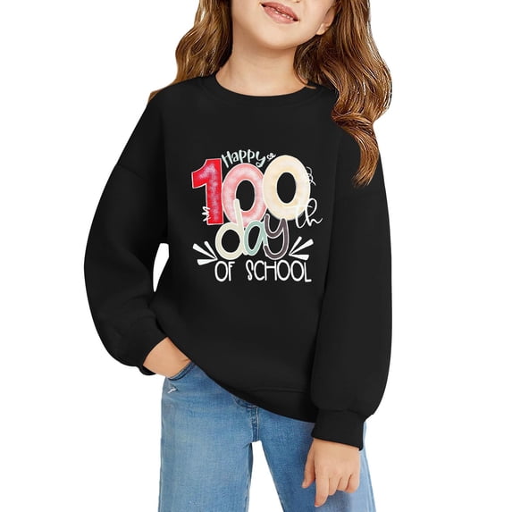 100 Days Of School Shirt For Girls Happy 100 Days Of School Sweatshirt Teacher Funny Graphic Long Sleeve Pullover Tops