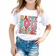 thumbnail image 1 of 100 Days Of School Shirt Girls Cartoon Print Short Sleeve Crew Neck Comfortable Preppy Tops Tee for Boys & Girls 3-4 Years, 1 of 4