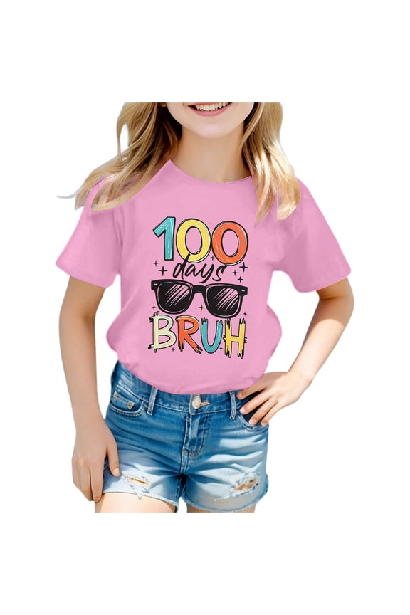 100 Days Of School Shirt Kids Boys Girls School-Day Tshirts Graphic Print Short Sleeve T Shirt for Back To School