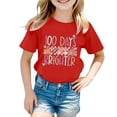 thumbnail image 1 of 100 Days Of School Shirt Kids Cute Graphic Print Short Sleeves T Shirt Loose Youth Soft Tops Pullover Tops Red,6-7 Years, 1 of 4