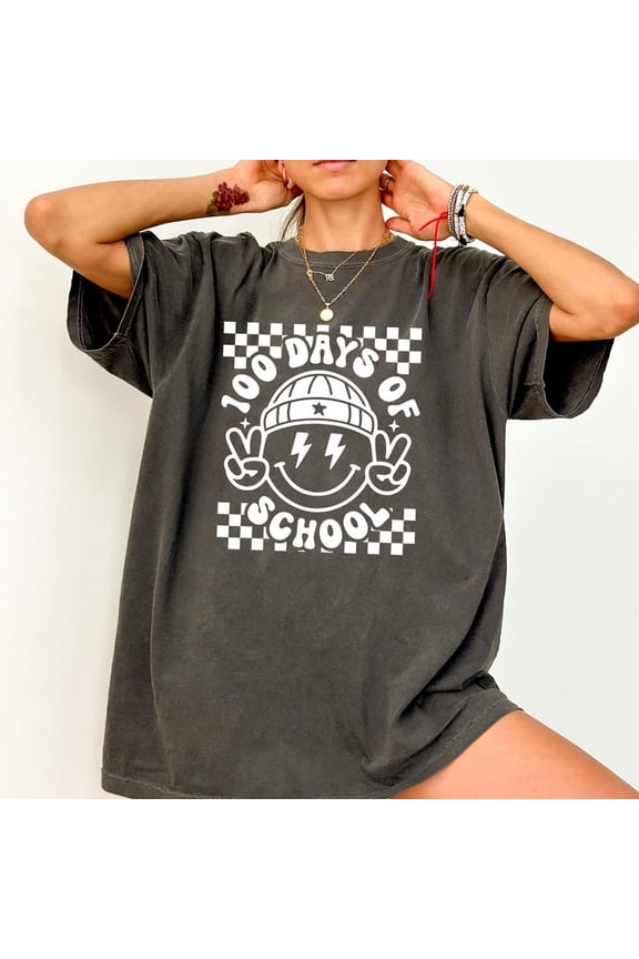 100 Days Of School Shirt, Retro Smiley Face, Teacher Student Tee All Size S-5XL