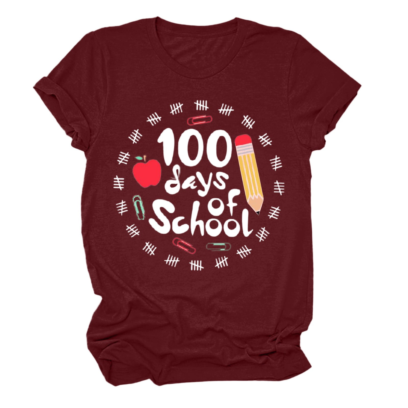 100 Days Of School Shirt Women Teacher Shirts 100th Day Of School T Shirt Causal Inspirational
