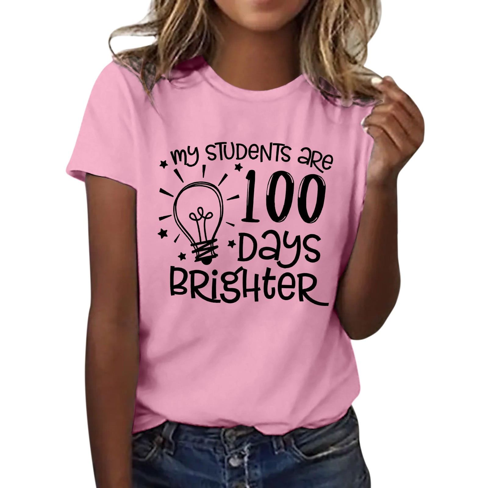 100 Days Of School Shirt Women Teacher Shirts 100th Day Of School T Shirt Causal