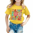 thumbnail image 1 of 100 Days Of School Shirt for Girls Cartoon Print Short Sleeve Comfy Round Neck Back To School Shirt Clothes for Girls Size 3-4 Years, 1 of 4