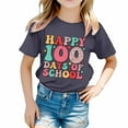 thumbnail image 1 of 100 Days Of School Shirt for Girls Crew Neck Short Sleeve Letter Print Funny Back To School Shirt Clothes for Girls Size 3-4 Years, 1 of 4