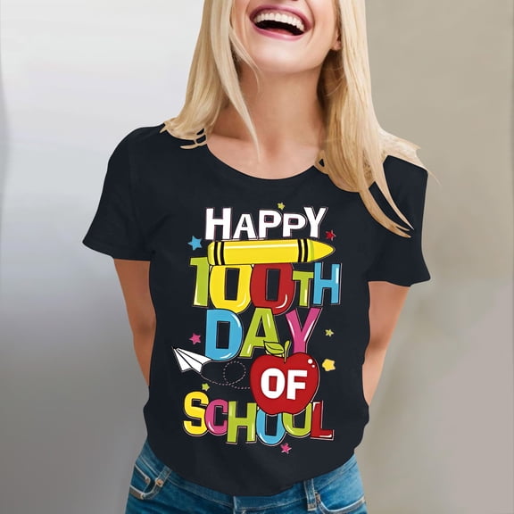 100 Days Of School Shirt for Women Teens Girls 100 Days Sprinkled with Fun T Shirt Cute Funny Printed Tee Tops