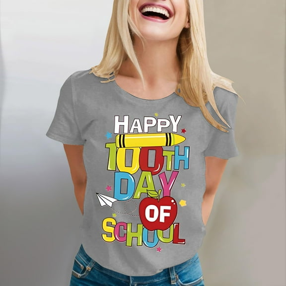 100 Days Of School Shirt for Women Teens Girls 100 Days Sprinkled with Fun T Shirt Cute Funny Printed Tee Tops