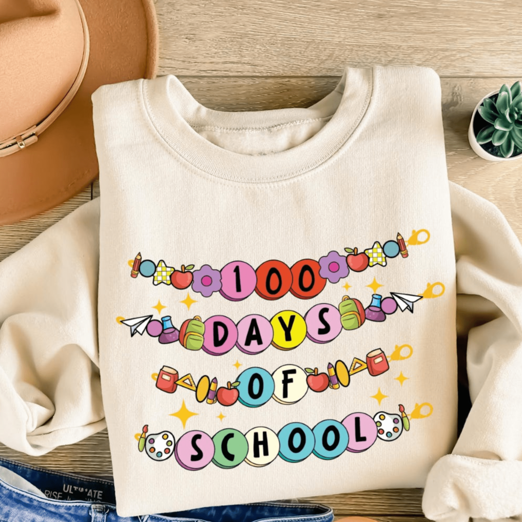 100 Days Of School Sweatshirt Teacher Student Classroom Celebration ...
