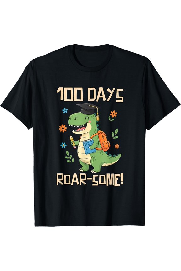 100 Days Roar-Some T-Rex Dinosaur Adult 100th Day School Adult T-shirt