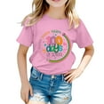 thumbnail image 1 of 100 Days Of School Shirt Girls Size 6/7 Boy Kid Color Block 100 Dyas Of Shool Print Athletic Shirts Loose Fit Fashion Shirts Tee Tops Pullover Tops,Z1-Pink,4-5 Years, 1 of 4