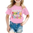 thumbnail image 1 of 100 Days Of School Shirt Kids Round Neck Letter Graphic Printed Short Sleeve T Shirts Fashion Tee Shirt Girls' Tops, Tees & Blouses Pink,100（2-3 Years）, 1 of 4